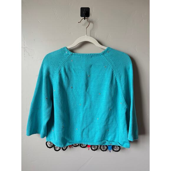 VTG Y2k Unique Funky Michael Simon Hanging Beaded Bicycles 3/4 Sleeve Cardigan - Picture 8 of 10
